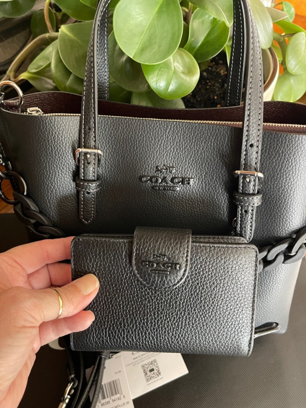 NWT Coach Black Mollie 25 Tote with Chain Strap and Matching Wallet - Picture 13 of 13